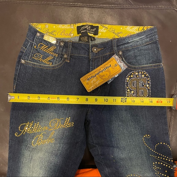 Unique Million dollar babe rhinestone & metal stud embellished blue jeans Money - Picture 15 of 16